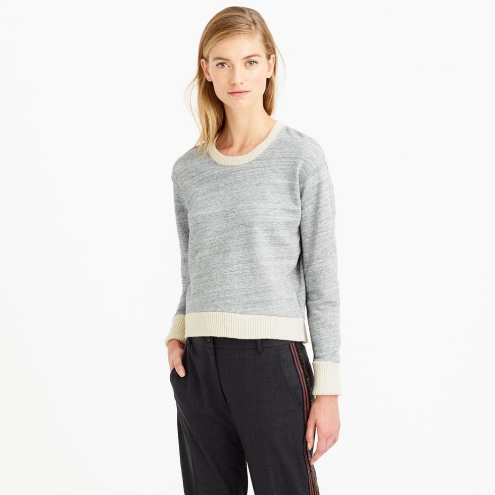 J. Crew Cropped Sweater Grey and White